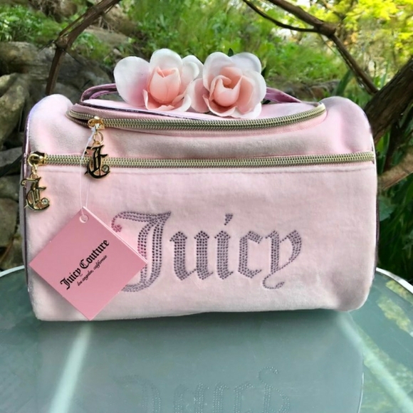 Juicy Couture Handbags - Juicy Couture Baby Pink Bling Hanging Travel Cosmetic Toiletry Bag *BNIP
